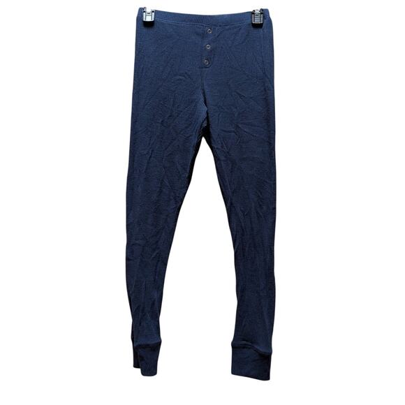 FREE PRESS Size Medium Ribbed Leggings Blue Pajama Bottoms Joggers - Picture 1 of 8